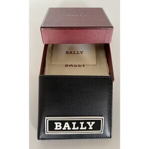 NWT BALLY Men’s Bifold Bollen Genuine Leather Black Wallet 6228985